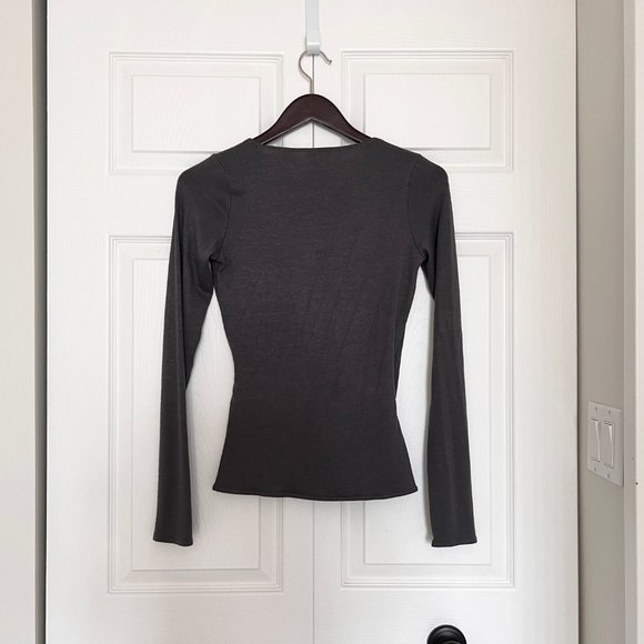Aritzia Wilfred Free - Reposa Long Sleeve Top - Dark Grey - S - Picture 3 of 3